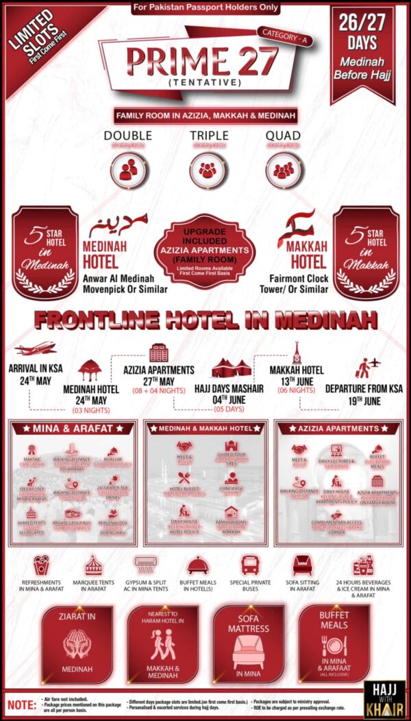 PRIME 27 HAJJ PACKAGE 2025