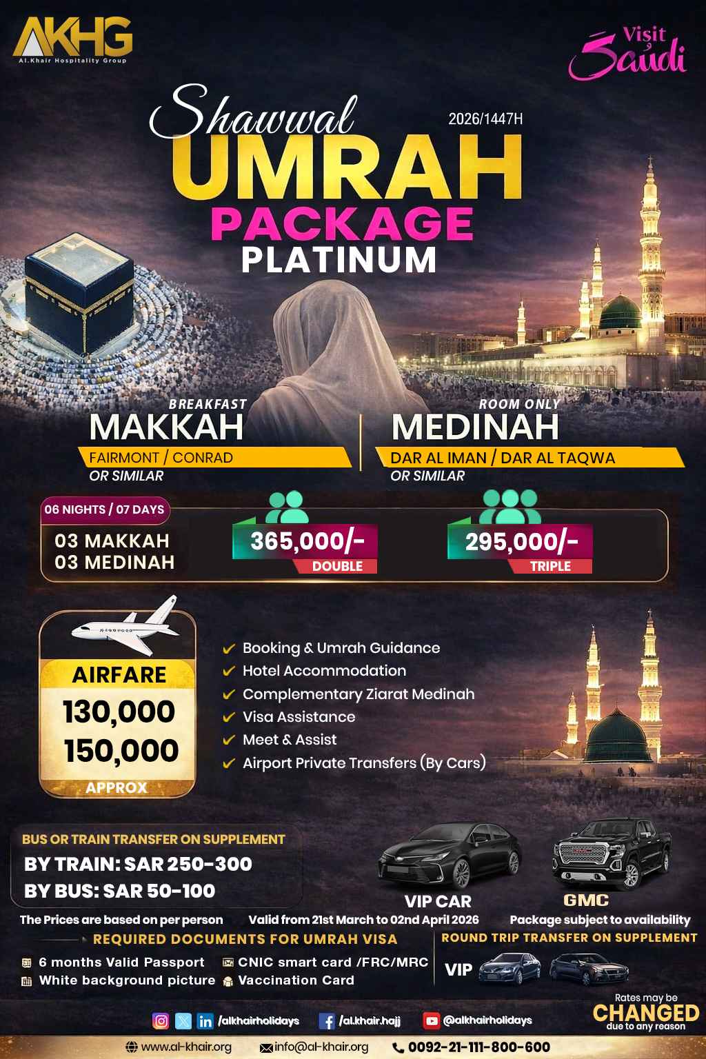 SHAWWAL PLATINUM UMRAH PACKAGE 2026/1447H