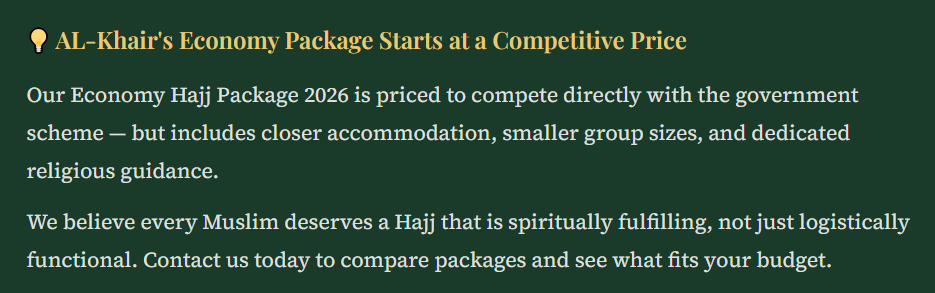 Al-khair private vs governemt hajj
