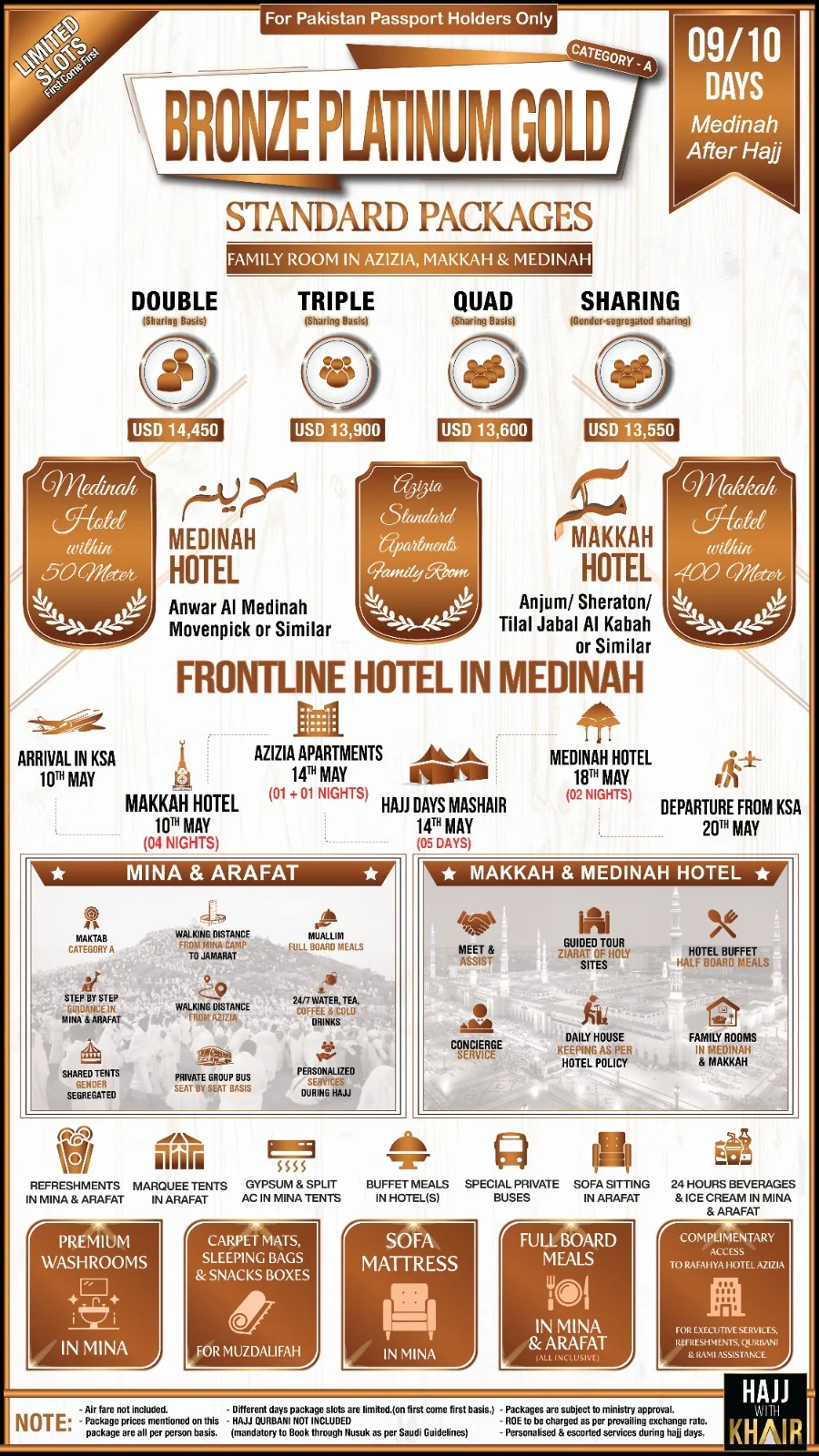 BRONZE PLATINUM GOLD HAJJ 2027 PACKAGE